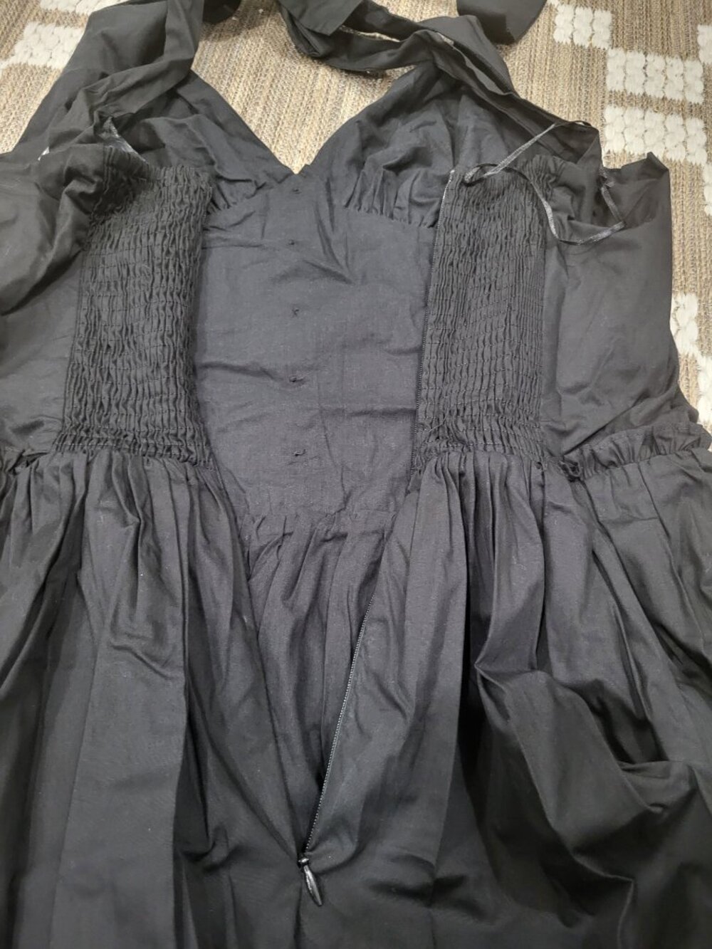 NWT Jacquie The Label maxi black cotton Dress halter ruched L Poplin pinup retro - Picture 8 of 11